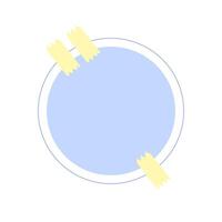 Pastel Blue Circle with Yellow Tape A soft and minimalist design featuring a pastel blue circle adorned with yellow tape, creating a stylish and versatile frame for your text or design. vector