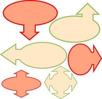 Colorful Arrows and Ovals A vibrant collection of six different oval shapes with arrows pointing in various directions. These graphics can be used for presentations, web design. vector