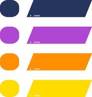 Color Palette A collection of four vibrant color swatches. They include deep blues, bright purples, bright oranges, and bright yellows. It is a color that is often used in Halloween themes. vector