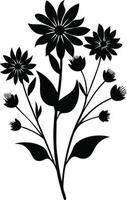 A wonderful wildflower silhouette art illustration black color with no background design vector