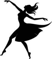 A young female dancing silhouette art illustration design using black color with no background vector