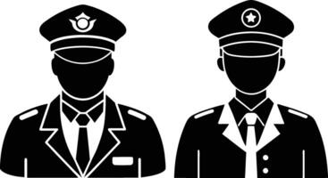 A set of traffic polices silhouette art illustration black color with no background design vector