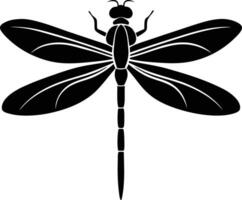 Dragonfly silhouette art illustration black color with no background design vector