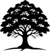A beautiful tree silhouette art illustration black color with no background design vector