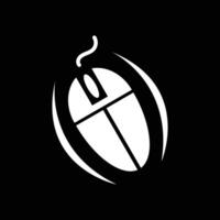a white computer mouse on a black background vector