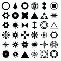 A diverse collection of black geometric and abstract shapes on a light background. vector