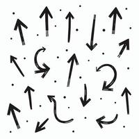 Black arrows in various directions with scattered dots on a white background. vector