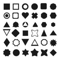 Various black geometric shapes and symbols on a white background. vector