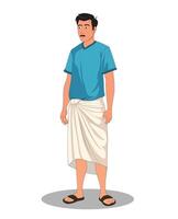 Village Man Character Design in a Simple Standing Pose vector