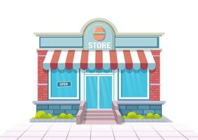 Store and shop building front view vector