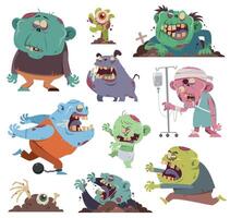 Cartoon Set Zombie characters vector
