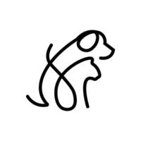 Dog and cat line art logo vector