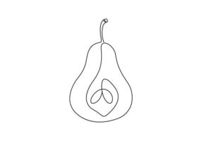 Pear continuous one line drawing digital illustration vector