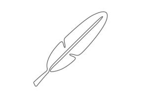 Continuous one line drawing of bird feather pro illustration vector