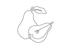 Pear continuous one line drawing digital illustration vector