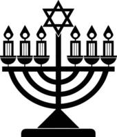 A black and white hanukkah menorah vector