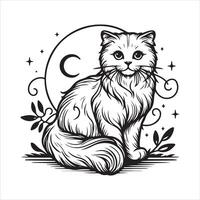 Cat style line art EPS file vector
