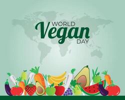 World Vegan Day. November 1. Template for background with banner, poster and card. Flat illustration vector