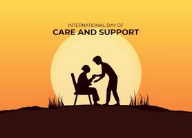 International Day of Care and Support. 29 October. Template for background with banner, poster and card. flat illustration. vector