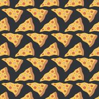 Seamless pizza Pattern. Doodle pizza background. Fast food pattern vector