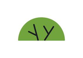 Green bush of abstract shape, botanical nature, primitive scribble foliage plant, summer and spring bushes, leaves in modern style, stylized botany flat illustration. vector