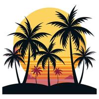 Palm trees at sunset illustration vector