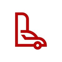 a red car icon on a white background and combinatio with letter d vector