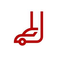 a red car with a red line on it like a letter u vector