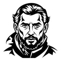 A man with a beard and beard in a black and white drawing vector