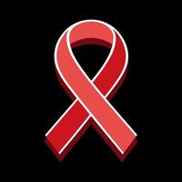 Red ribbon icon on black background vector