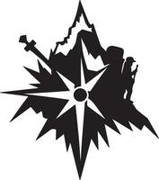 A rugged and dynamic logo silhouette representing an adventure travel company. vector