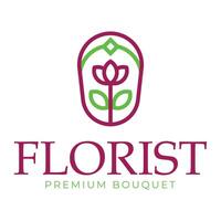 florist bouquet flat minimalist logo design vector