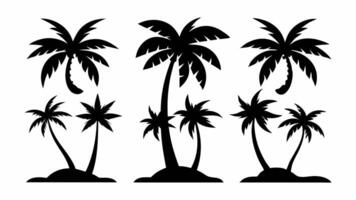 5 Minimalist Palm Tree Silhouettes in Various Shapes vector