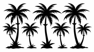 Set of 5 Minimalist Palm Tree Silhouettes in Various Shapes vector