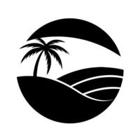 Palm Tree Sunset Silhouette in Minimalist Circle Design vector