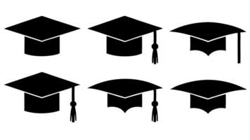 Silhouette Graduation Cap Icons - Minimalist Set vector