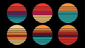 Simple Retro Gradient Sunset Circles - 80s Aesthetic for Print on Demand, T-shirt Design, Book vector