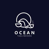 The minimalist ocean logo design with a round shape, ocean beach, sea water, is simple, unique and modern vector