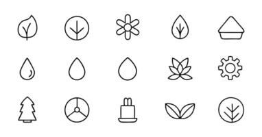 A set of leaf icons in a line style vector