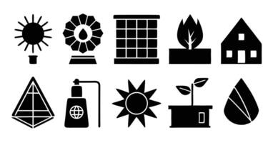 Various icons of solar energy and other things vector