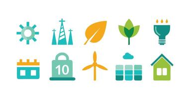Various icons of energy and environment vector