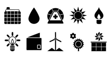 Various icons of solar energy vector