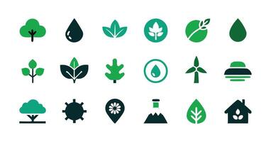 Green leaf icons set on white background vector