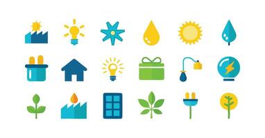 Energy and environment icons set vector