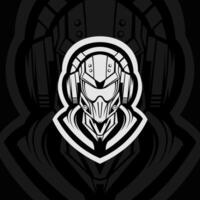 A black and white logo with a helmet on it vector