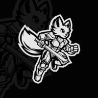 A black and white sticker of a cat in armor vector