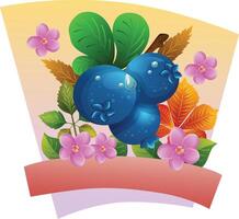 blueberry and leaves autumn theme vector