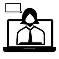 A person participating in an online meeting from a laptop during a work-from-home session vector