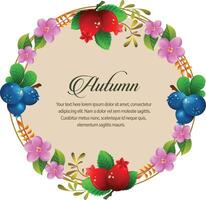 autumn card round with blueberry cranberry vector