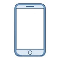 A simple blue outline of a smartphone with a blank screen ready for customization or design vector